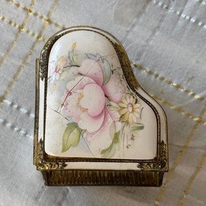 Floral music Trinket Box with Gold Accents